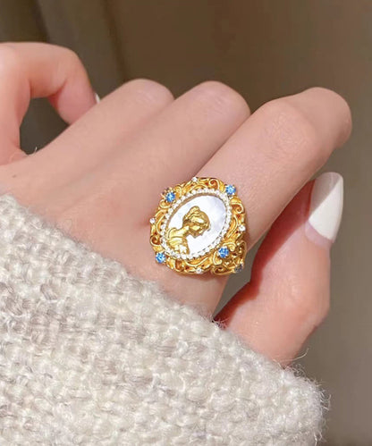 Art Sterling Zircon Gold Silver Rings Overgild