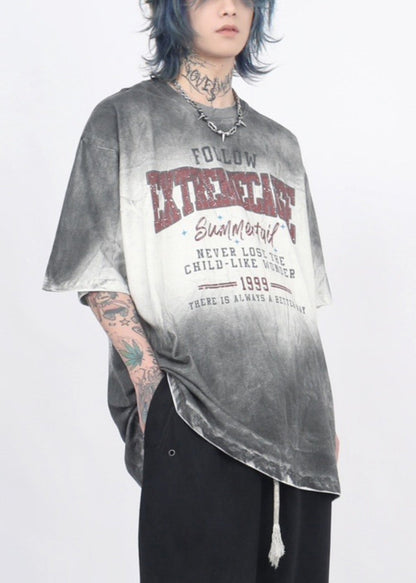 Gradient Sleeve Cotton Half T Print Mens O Neck Color Shirt Art