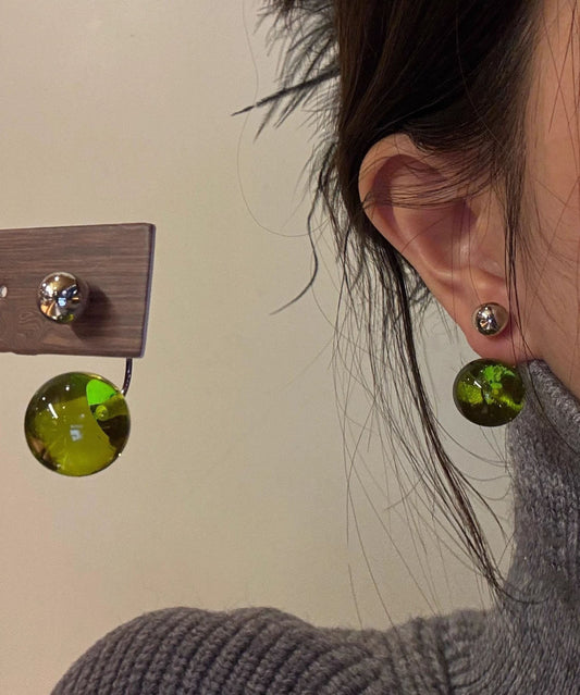 Stud Wax Earrings Art Acrylic Honey Green