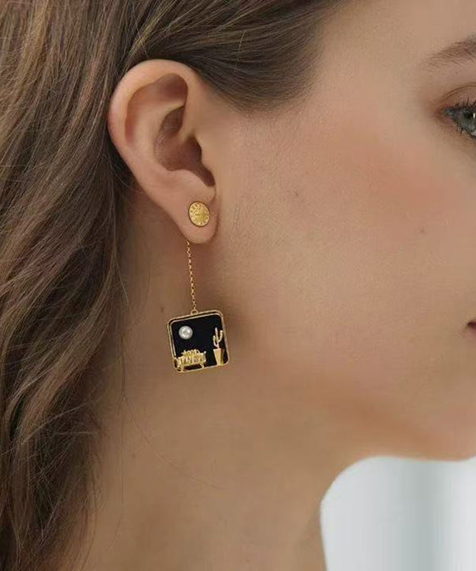 Green Earrings Sterling Coloured Art Drop Silver Glaze