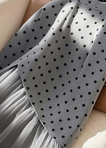 Waist Patchwork Tulle Spring Skirts Dot Art Grey High