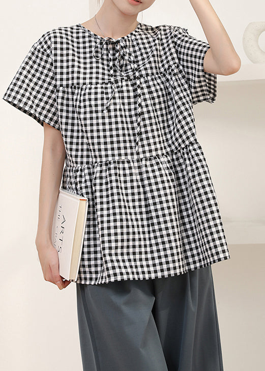 Summer Grey Shirt Plaid Cotton Art Oversized