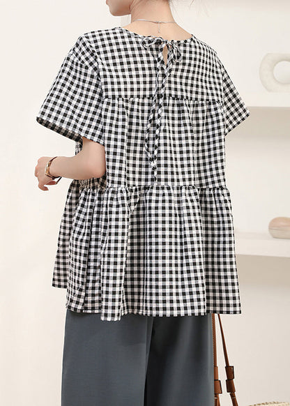 Summer Grey Shirt Plaid Cotton Art Oversized