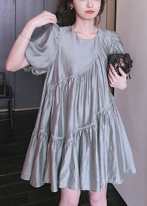 Day Dress Wrinkled Art Grey Oversized Summer Silk
