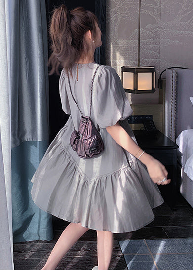 Day Dress Wrinkled Art Grey Oversized Summer Silk
