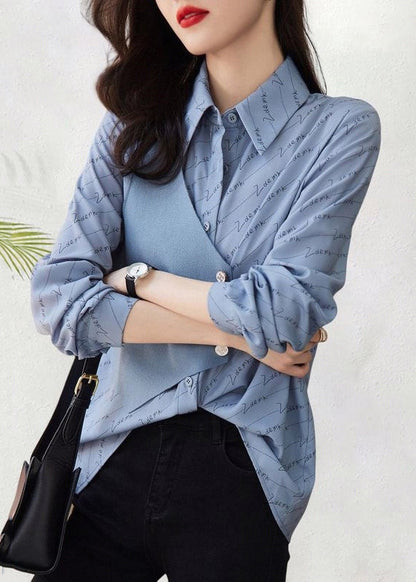 Asymmetrical Patchwork Blouse Cotton Print Art Fall Khaki