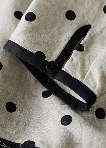 Cotton Spring Dot Button Shirts Art Neck O