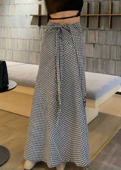 Waist Skirts Art Lace Cotton High Summer Up Plaid