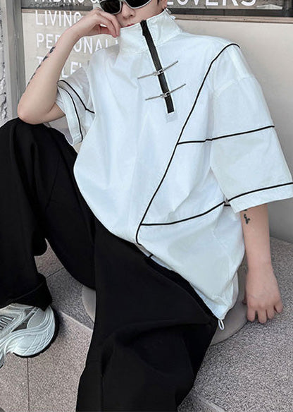 Sweatshirt Men White Zip Summer Up Art Cotton Drawstring