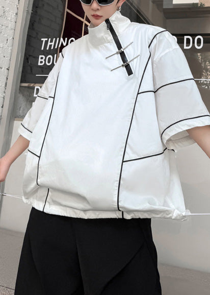 Sweatshirt Men White Zip Summer Up Art Cotton Drawstring