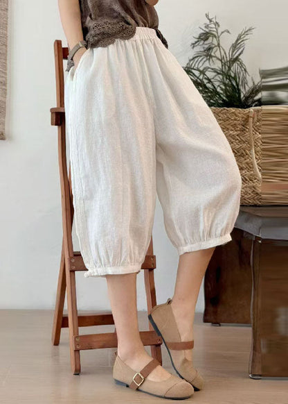 Oversized Linen Art Pants Crop Button Chinese Summer Yellow