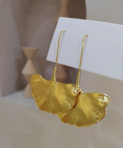 Drop Ginkgo Overgild Earrings Copper Leaf Gold Beach