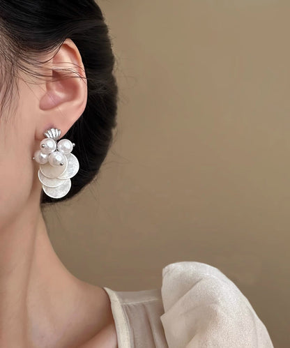 Shell Drop White Beach Tassel Earrings Pearl Copper