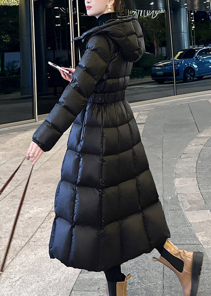 Beautiful Black Hooded Pockets Slim Fit Fine Cotton Filled Parka Winter TD042