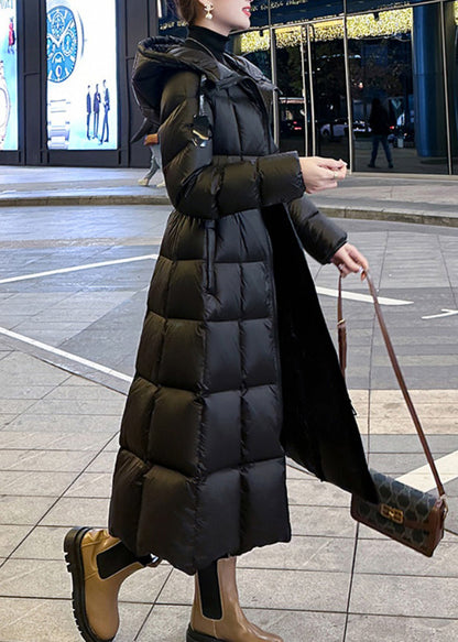 Beautiful Black Hooded Pockets Slim Fit Fine Cotton Filled Parka Winter TD042