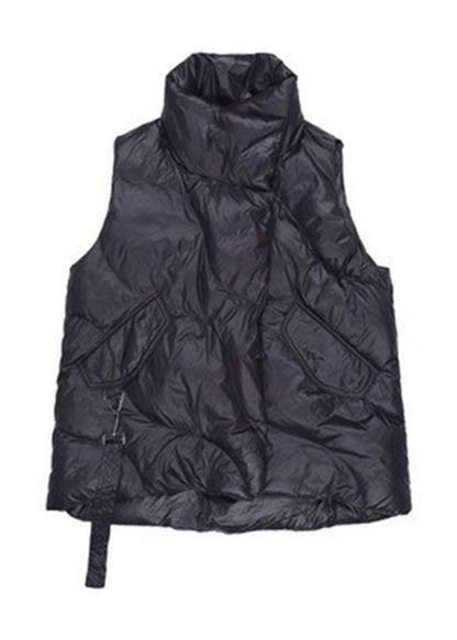 Beautiful Black Peter Pan Collar zippered Duck Down Winter down vest QD001