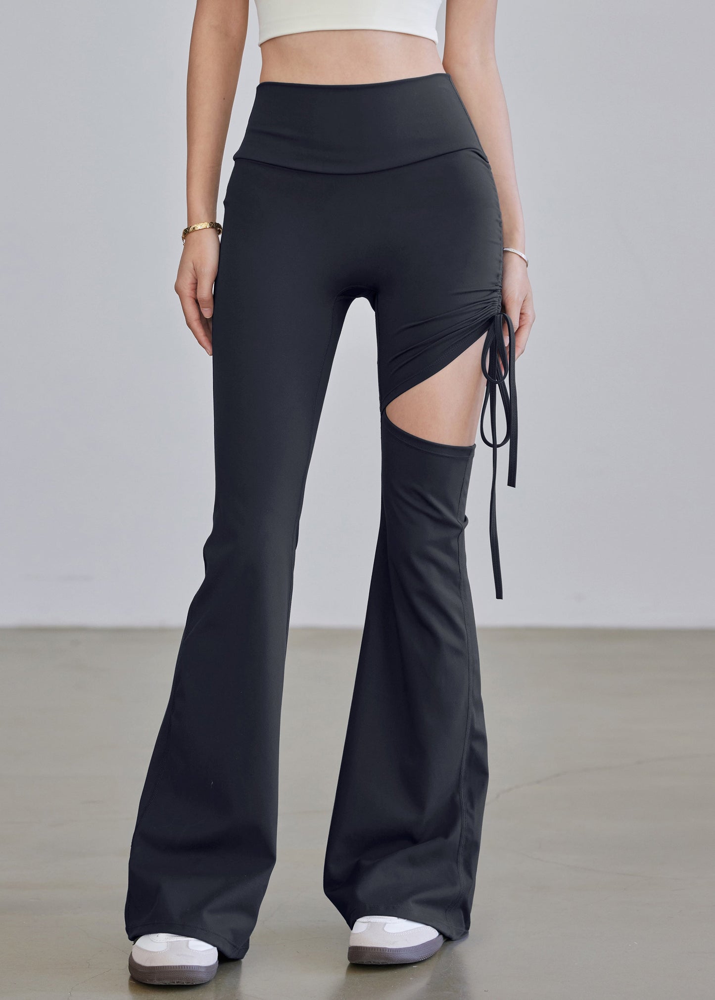 Blue Pants Hollow High Out Yoga Drawstring Waist Beautiful