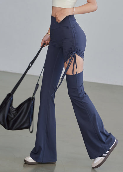 Blue Pants Hollow High Out Yoga Drawstring Waist Beautiful