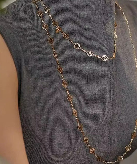 Hollow Beautiful Overgild Gold Copper Out Carving Necklace