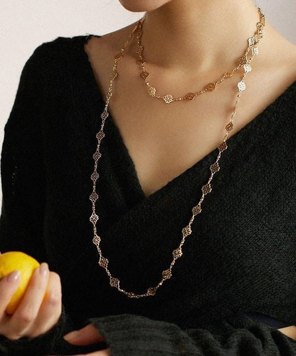 Hollow Beautiful Overgild Gold Copper Out Carving Necklace