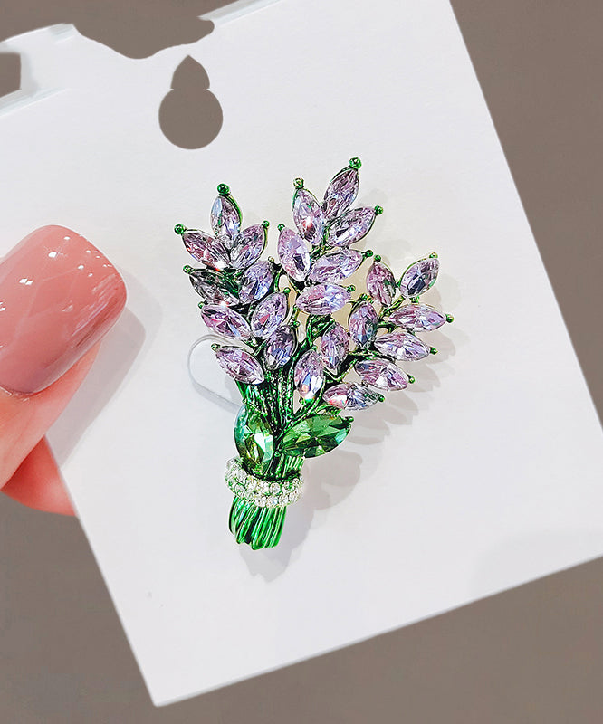 Beautiful Green Alloy Crystal Lavender Brooches QQ048