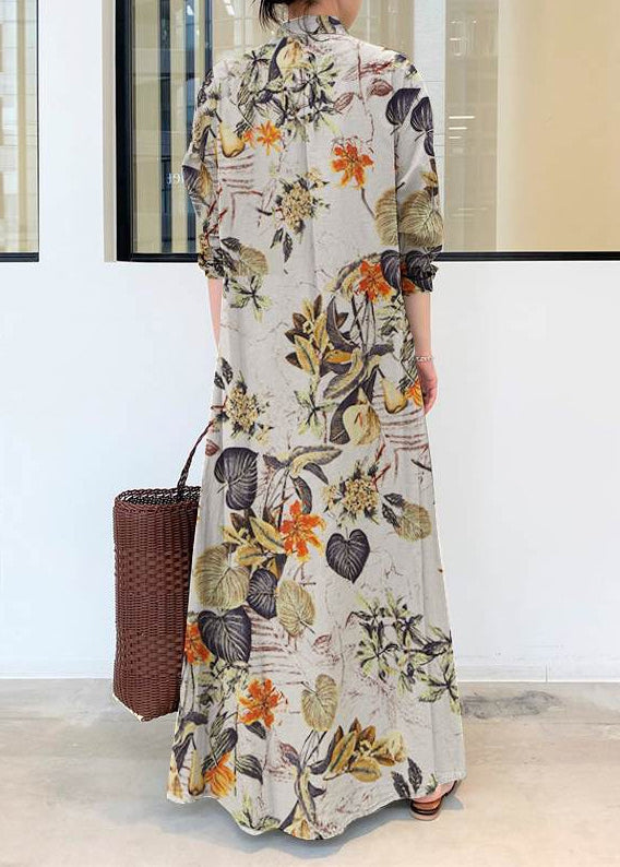 Holiday Print Orange Dress Oversized Beautiful Fall Linen