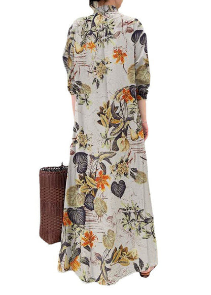 Holiday Print Orange Dress Oversized Beautiful Fall Linen