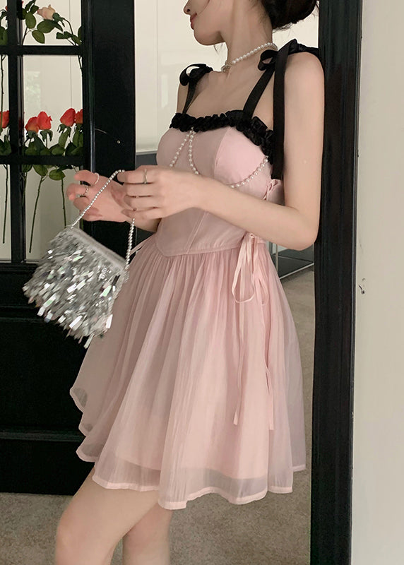 Chiffon Dress Beautiful Princess Pink Summer Patchwork