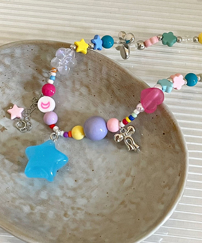 Beads Resin Beautiful Copper Rainbow Pendant Necklace Love Tassel