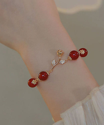 Sterling Zircon Charm Red Silver Beautiful Agate Overgild