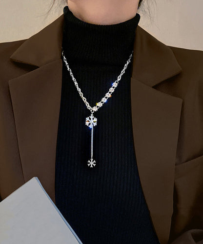 Pendant Alloy Necklace Beautiful Snowflake Silk Zircon