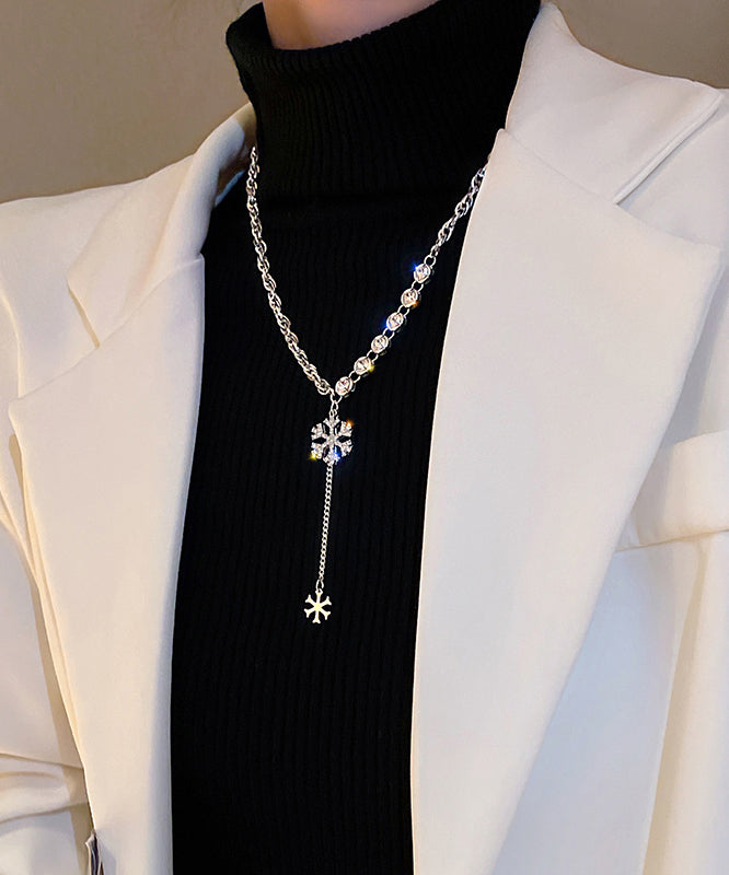 Pendant Alloy Necklace Beautiful Snowflake Silk Zircon