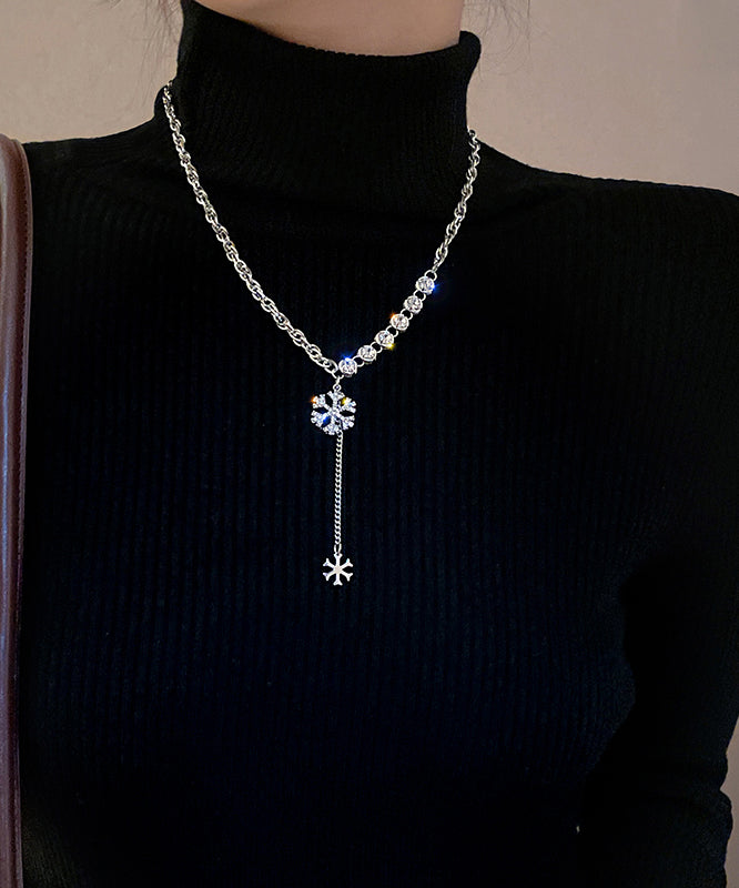 Pendant Alloy Necklace Beautiful Snowflake Silk Zircon