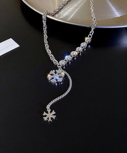 Pendant Alloy Necklace Beautiful Snowflake Silk Zircon