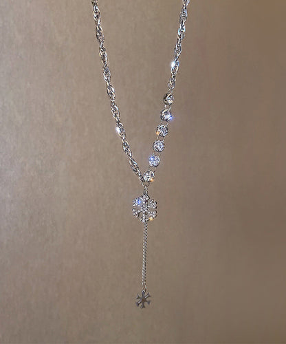 Pendant Alloy Necklace Beautiful Snowflake Silk Zircon