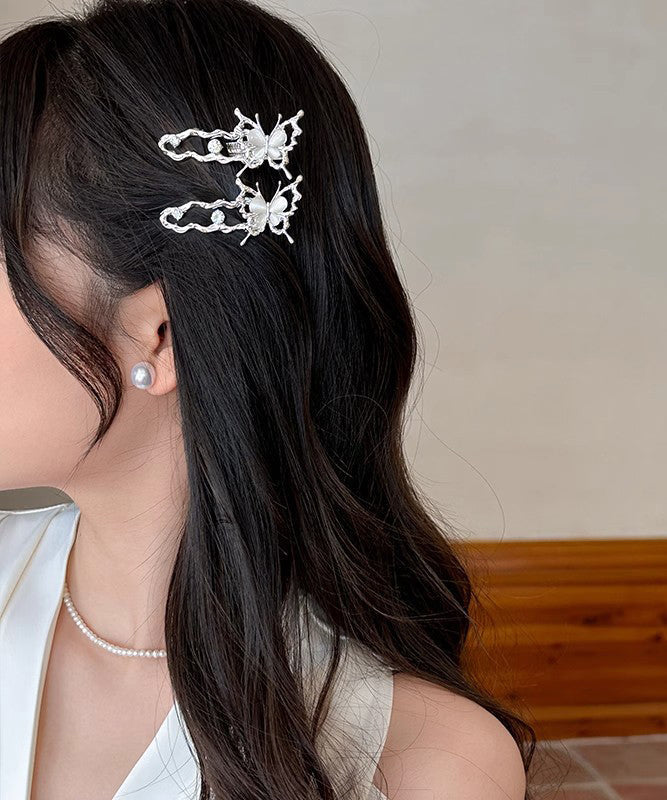 Silk Hairpin Zircon Hollow Beautiful Butterfly Floral Metal Out