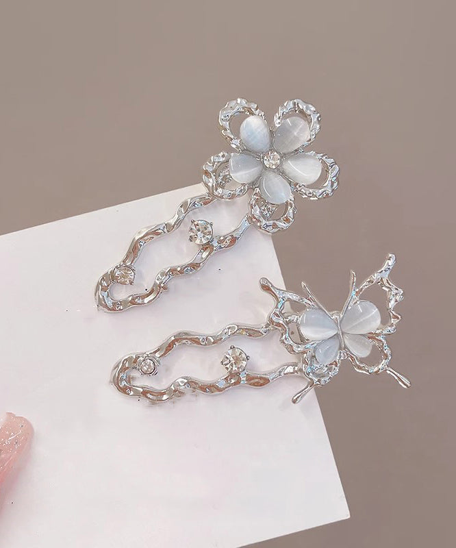 Silk Hairpin Zircon Hollow Beautiful Butterfly Floral Metal Out
