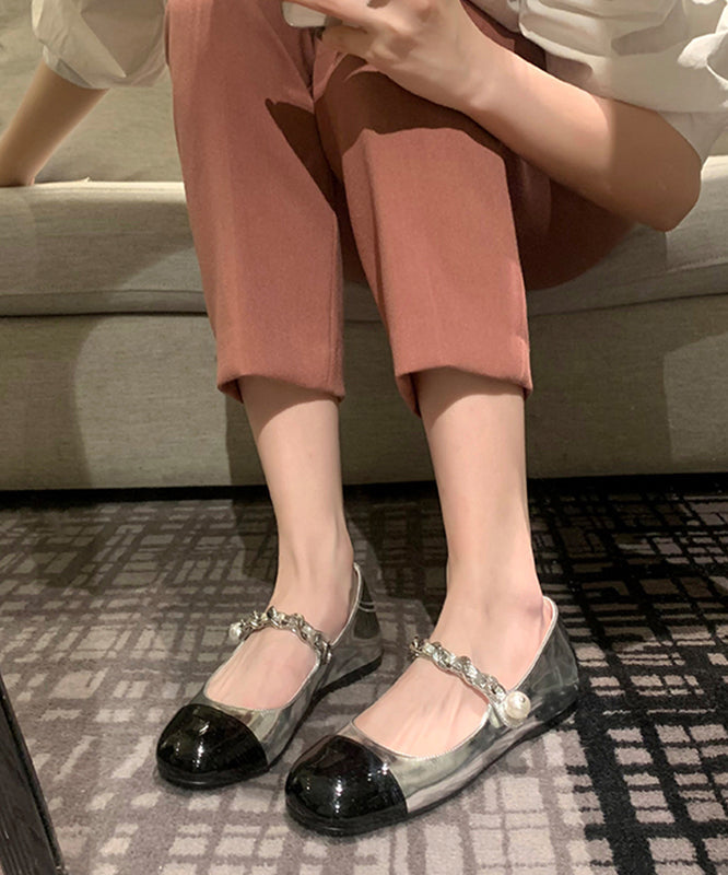 Feet Leather Beautiful Silver Shoes Flat Splicing Faux Buckle