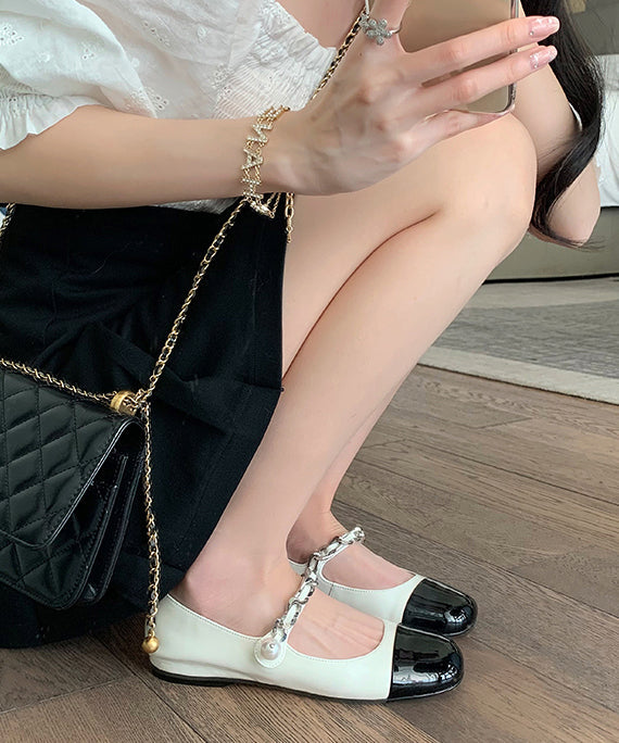 Feet Leather Beautiful Silver Shoes Flat Splicing Faux Buckle