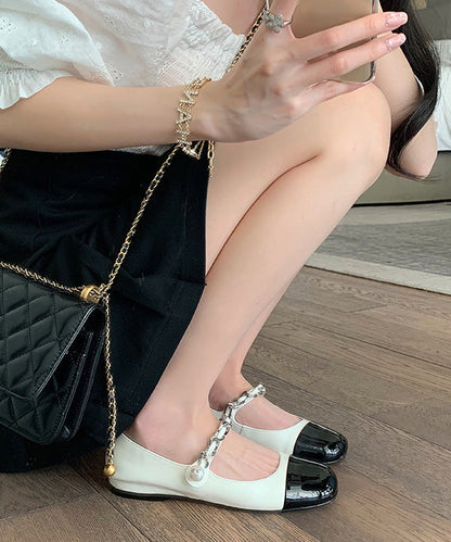 Feet Leather Beautiful Silver Shoes Flat Splicing Faux Buckle