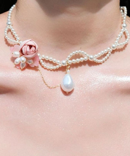 Gratuated Alloy Pearl White Beading Beautiful Bead Floral