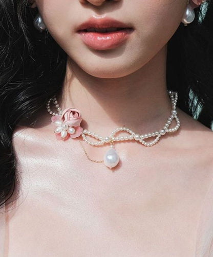 Gratuated Alloy Pearl White Beading Beautiful Bead Floral