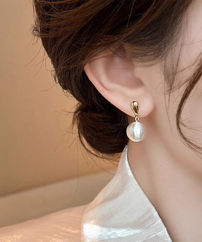 Beautiful White Metal Alloy Spherical Drop Earrings WH009