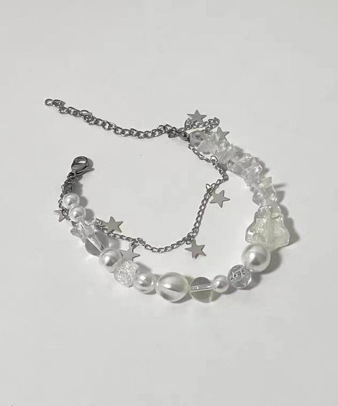 Stainless Steel Pearl Double-Layer Beautiful Charm Star White