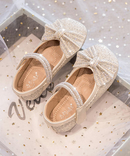 Bead Strap Fine Kids Princess Beige Bow Buckle Shoes Nail Girls