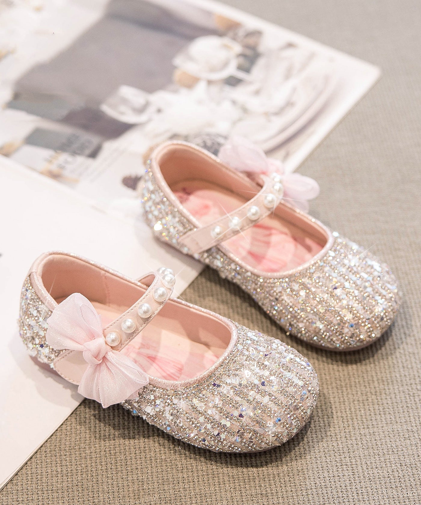 Shoes 2025 Beige Soft New Bottom Zircon Princess Girls'