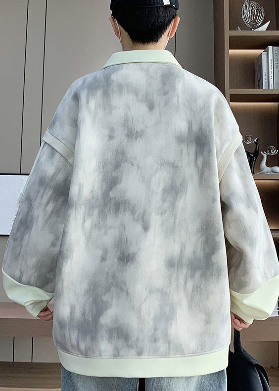 Peter Cotton Pieces Patchwork Sweatshirt Mens Two Beige False Pan