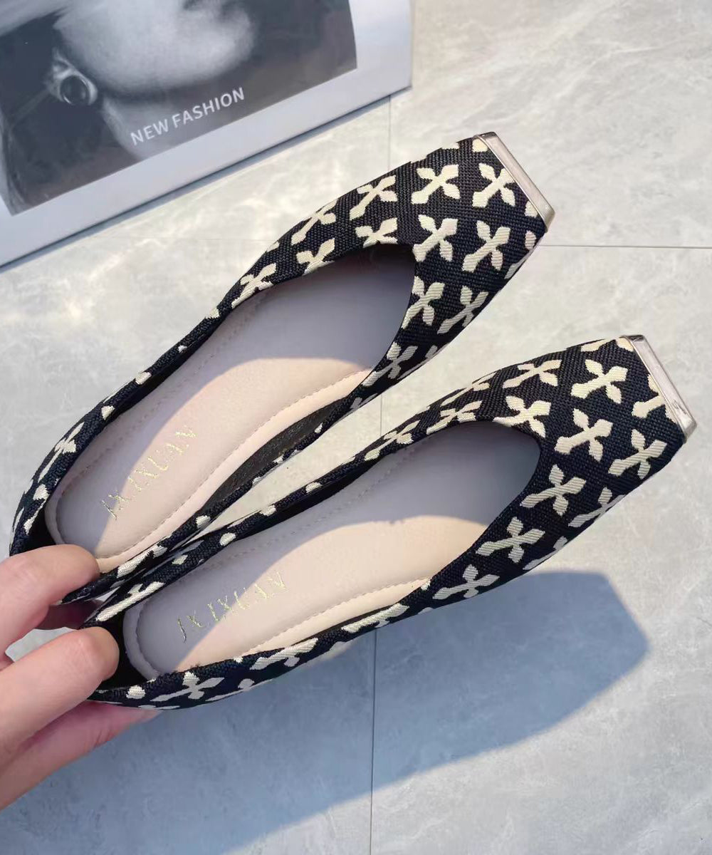 Shoes Feet Cotton Beige Fabric Flat 2025 Print New