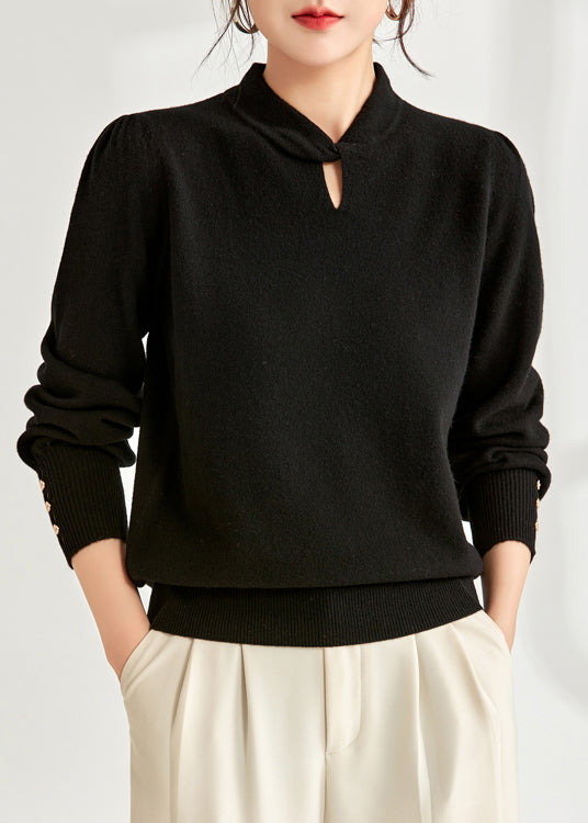 Beige Solid Loose Wool Knit Sweater Hollow Out Spring TF020