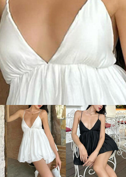 Mid Black Backless Dress Spaghetti Summer Strap